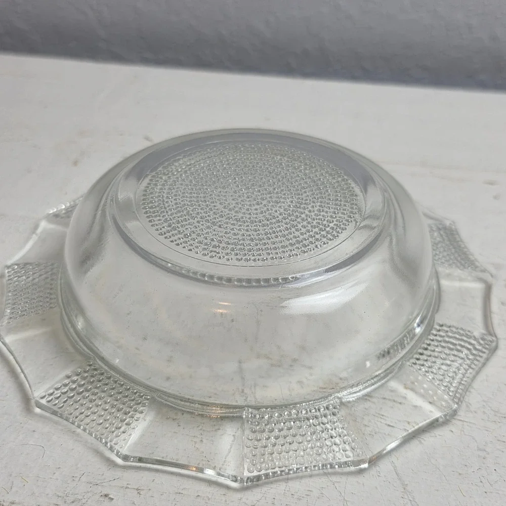 Vintage Jeannette 'Dewdrop' Clear Pressed Glass Butter Dish & Lid Art Deco Style